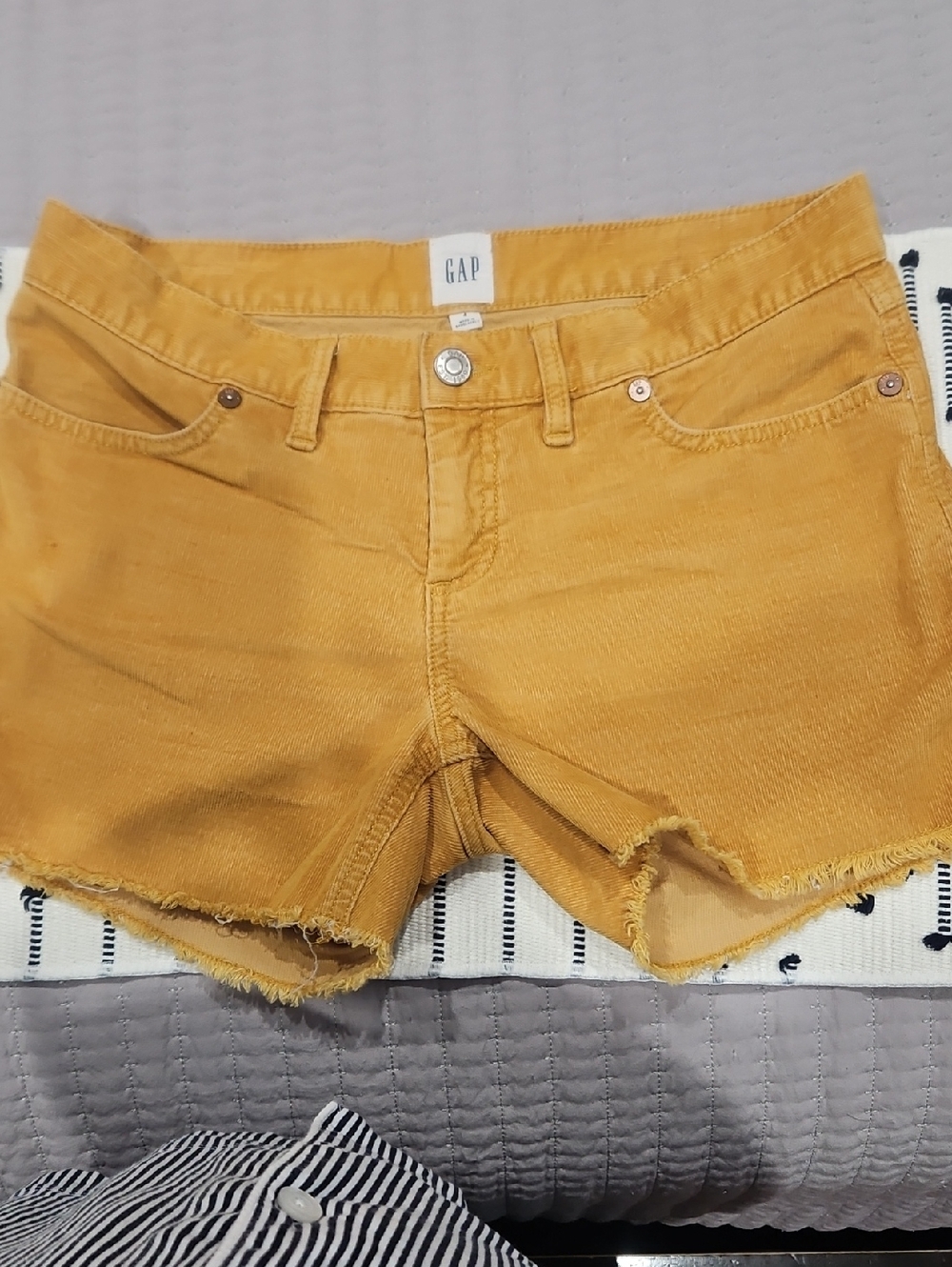 GAP Women's Mustard Yellow Corduroy Cutoff Shorts